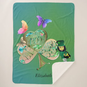 Couverture Sherpa Saint Patrick's day Leprechaun avec nom