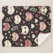 Couverture Sherpa Saint Valentin Kawaii Chats Coeurs Motif (Devant (Horizontal))