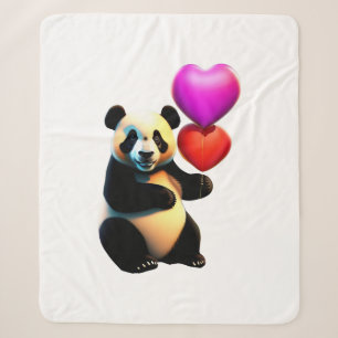 Couverture Sherpa Saint Valentin, Panda & Heart Balloon, Saint Valen