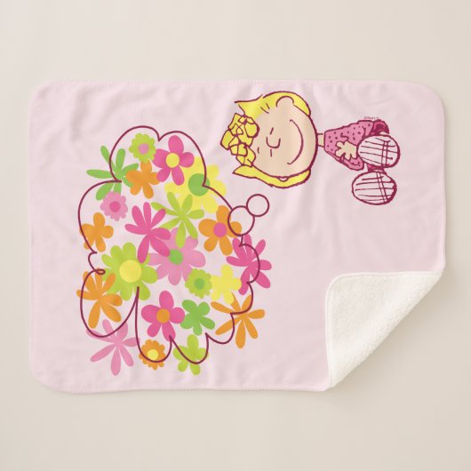 Couverture Sherpa Sally Pensant aux Fleurs (Devant (Horizontal))