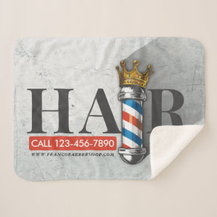 Couverture Sherpa Salon de coiffure Barber Hair Shop King Crown Mât
