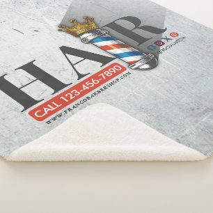 Couverture Sherpa Salon de coiffure Barber Hair Shop King Crown Mât