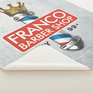 Couverture Sherpa Salon de coiffure Barber Hair Shop King Crown Mât