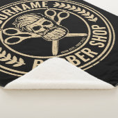 Couverture Sherpa Salon de coiffure personnalisé Skull Rockabilly (3/4)
