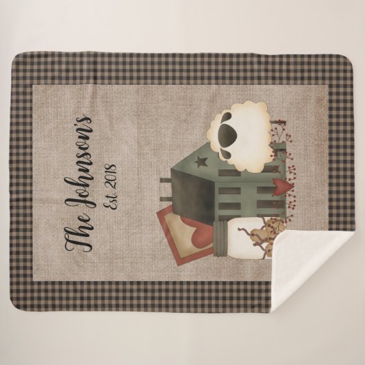 Couverture Sherpa Salon Vert Primitif Accueil Avec Mouton (Devant (Horizontal))