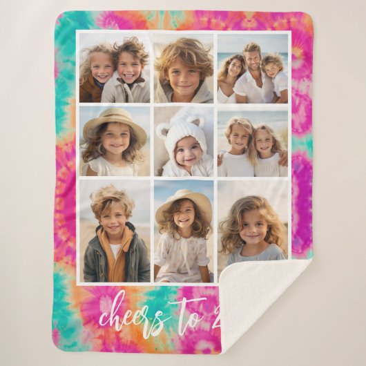 Couverture Sherpa Salutations au Nouvel An Cravate-Dye Turquoise les (Devant)