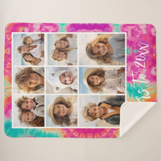 Couverture Sherpa Salutations au Nouvel An Cravate-Dye Turquoise les (Devant (Horizontal))