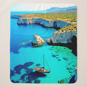 Couverture Sherpa Sanctuaire de falaise avec voilier Art