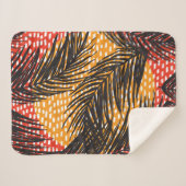 Couverture Sherpa Sans couture avec feuilles de palmiers noirs et co (Devant (Horizontal))