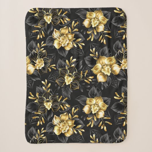 Couverture Sherpa Sans couture avec orchidées de bijoux (Devant)