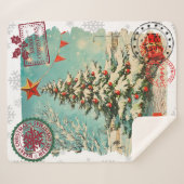 Couverture Sherpa Santa Christmas Airmail Vintage Christmas Tree (Devant (Horizontal))