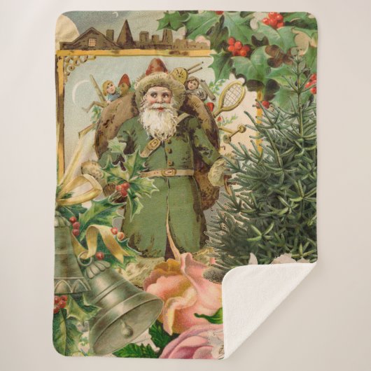 Couverture Sherpa Santa Claus Noël Antiquité Belle Art (Devant)