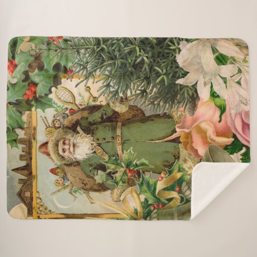 Couverture Sherpa Santa Claus Noël Antiquité Belle Art (Devant (Horizontal))