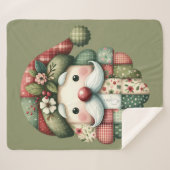 Couverture Sherpa Santa folklorique patchwork fantaisiste de Noël (Devant (Horizontal))