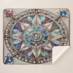 Couverture Sherpa Saphirs roses et bleus Diamants Perles Mandala