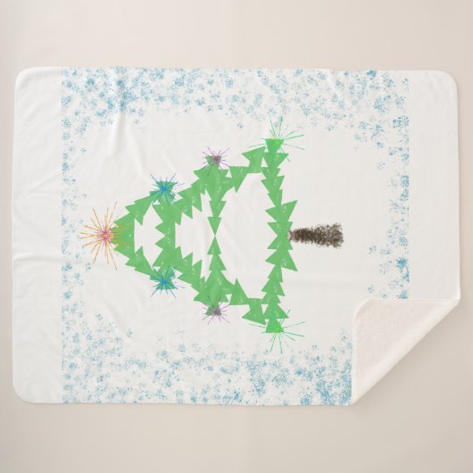 Couverture Sherpa Sapin de Noël Étincelant (Devant (Horizontal))