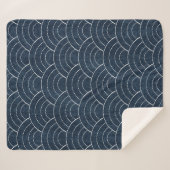 Couverture Sherpa Sashiko sans soudure motif de teinture indigo avec (Devant (Horizontal))