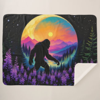 Couverture Sherpa Sasquatch Rainbow Mountain Moon Horloge murale