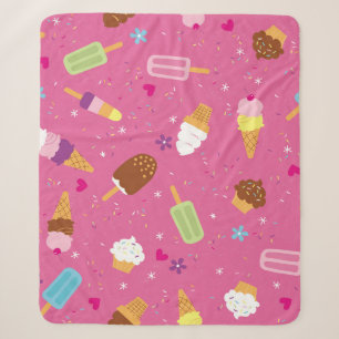 Couverture Sherpa Saupoudrer, cupcakes, glaces et coquelicots