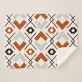 Couverture Sherpa Scandinave brûlé orange gris et beige géométrique (Devant (Horizontal))