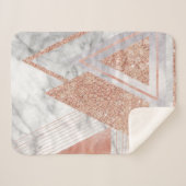 Couverture Sherpa scandinave chic rose or géométrique marbre blanc (Devant (Horizontal))