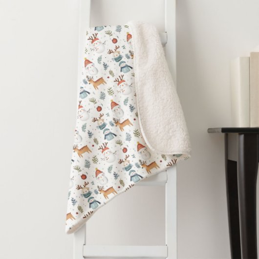 Couverture Sherpa Scandinavian Christmas Nordic Winter Snowman Baby