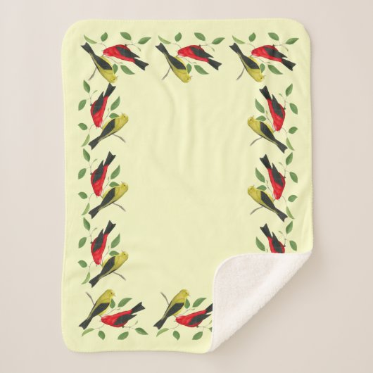 Couverture Sherpa Scarlet Tanagers Bird Art Sherpa Blanket (Devant)