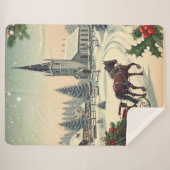 Couverture Sherpa Scène de Noël classique/Vintage (Devant (Horizontal))
