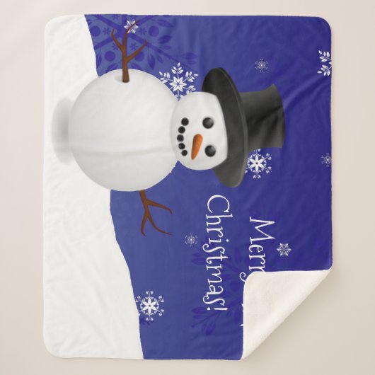 Couverture Sherpa Scene d'hiver Blue Snowman Noël Sherpa Blanket (Devant)
