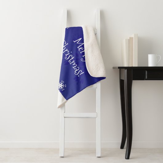 Couverture Sherpa Scene d'hiver Blue Snowman Noël Sherpa Blanket (En situation)