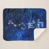 Couverture Sherpa Scorpio Zodiac Constellation Bleu Galaxie Monogram (Devant (Horizontal))