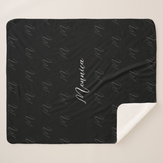 Couverture Sherpa Script Black Elegant personnalisé (Devant (Horizontal))