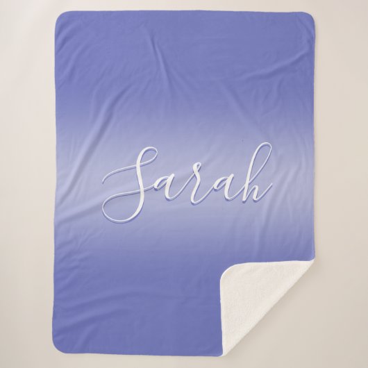 Couverture Sherpa Script cursif modifiable | Violet blanc et violet (Devant)