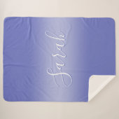 Couverture Sherpa Script cursif modifiable | Violet blanc et violet (Devant (Horizontal))