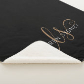Couverture Sherpa Script féminin Black Gold moderne Monogramme (3/4)
