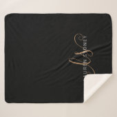 Couverture Sherpa Script féminin Black Gold moderne Monogramme (Devant (Horizontal))