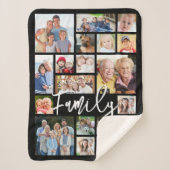 Couverture Sherpa Script moderne FAMILLE 19 Photo Collage Couleur pe (Devant)