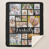 Couverture Sherpa Script moderne FAMILY Heart 19 Photo Collage noir (Devant)