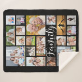 Couverture Sherpa Script moderne FAMILY Heart 19 Photo Collage noir (Devant (Horizontal))