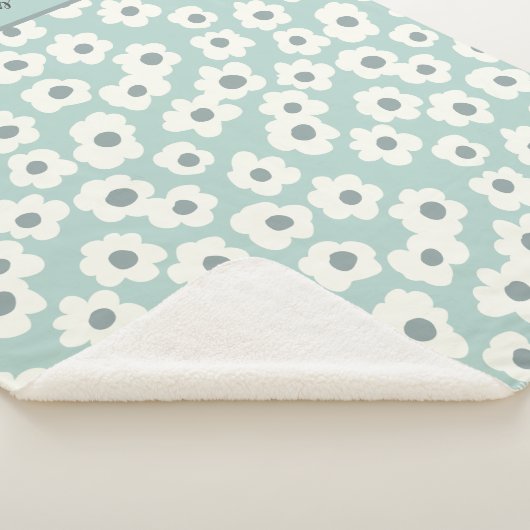 Couverture Sherpa Script Monogramme Boho vert blanc gris floral (3/4)