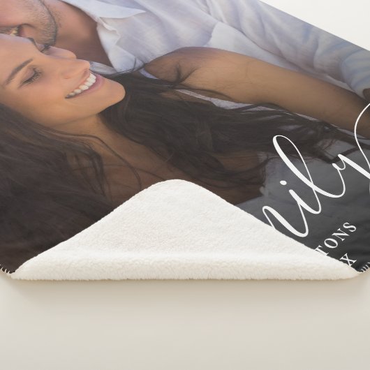 Couverture Sherpa Script photo moderne Couple Famille Love Noms Date (3/4)