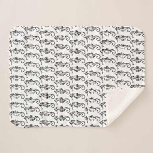 Couverture Sherpa Seahorse Black (Devant (Horizontal))