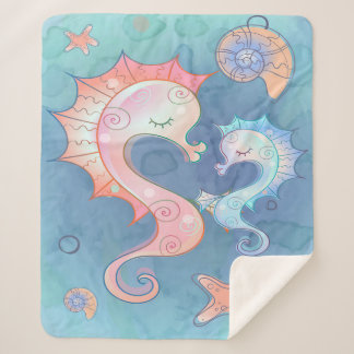 Couverture Sherpa Seahorse Maman Et Bébé | Cadeau pour enfants