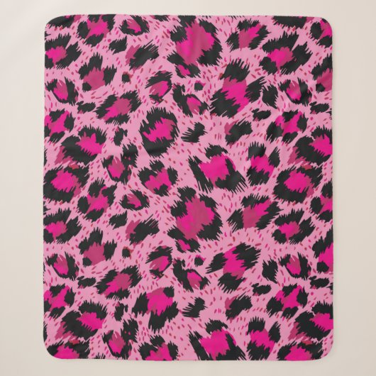 Couverture Sherpa Seamless luxury pink leopard pattern. (Devant)