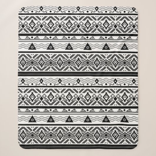 Couverture Sherpa Seamless monochrome folk ethno pattern background (Devant)