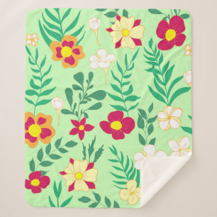 Couverture Sherpa Seamless pattern flower and leaveshome decor, back