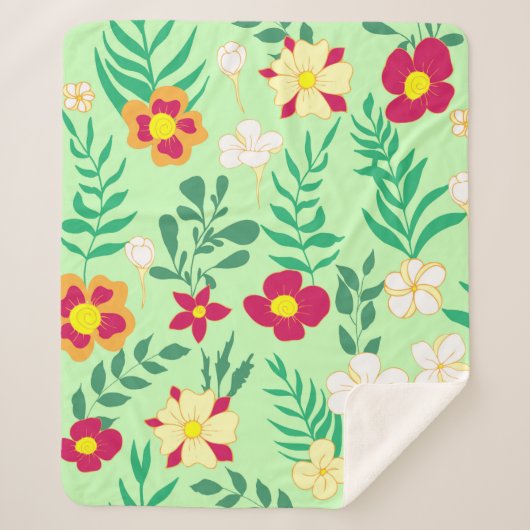 Couverture Sherpa Seamless pattern flower and leaveshome decor, back (Devant)