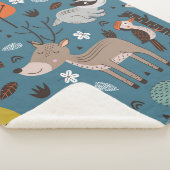 Couverture Sherpa Seamless pattern with forest animals on blue backg (3/4)
