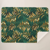 Couverture Sherpa Seamless pattern with golden ferns (Devant (Horizontal))