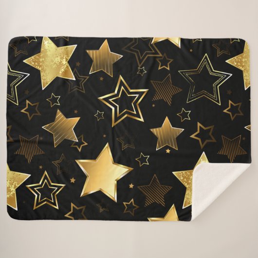 Couverture Sherpa Seamless pattern with Golden Stars (Devant (Horizontal))